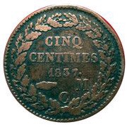 5 Centimes - Honoré V small head reverse image
