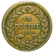 1 Decime - Honore V knot of wreath tied reverse image