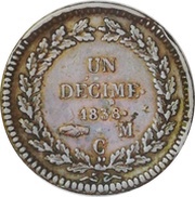 1 Decime - Honore V knot of wreath untied reverse image