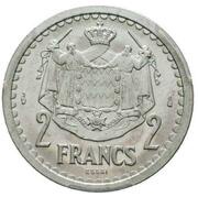 2 Francs - Louis II Essai, Monaco, 1943 reverse image