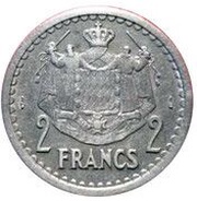 2 Francs - Louis II, Monaco, 1943 reverse image