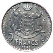 5 Francs - Louis II reverse image