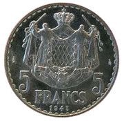 5 Francs - Louis II Essai, Monaco, 1945 reverse image