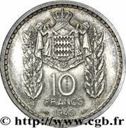 10 Francs - Louis II Silver Piedfort Essai reverse image