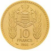 10 Francs - Louis II Gold Piedfort Essai reverse image