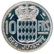 10 Franc - Rainier III Essai reverse image