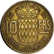10 Francs - Rainier III, Monaco, 1950-1951 reverse image