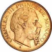 20 Francs - Charles III, Monaco, 1878-1879 obverse image