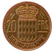 20 Francs - Rainier III Essai, Monaco, 1950 reverse image