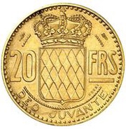 20 Francs - Rainier III Piedfort Essai, Monaco, 1950 reverse image