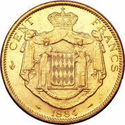 100 Francs - Charles III, Monaco, 1877-1886 reverse image