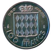 100 Francs - Rainier III Essai, Monaco, 1956 reverse image