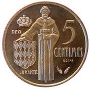 5 Centimes - Rainier III Essai reverse image