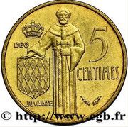 5 Centimes - Rainier III reverse image