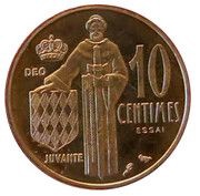 10 Centimes - Rainier III Essai reverse image
