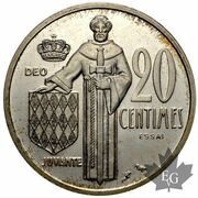 20 Centimes - Rainier III Silver Piedfort Essai, Monaco, 1962 reverse image