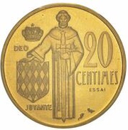 20 Centimes - Rainier III Piedfort Essai reverse image