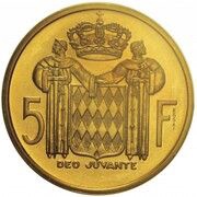 5 Francs - Rainier III Piedfort Essai, Monaco, 1960 reverse image