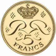 5 Francs - Rainier III Essai, Monaco, 1971-1974 reverse image