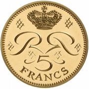 5 Francs - Rainier III Piedfort, Monaco, 1971-1974 reverse image