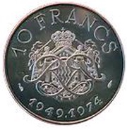 10 Francs - Rainier III Essai, Monaco, 1974 reverse image