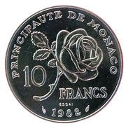 10 Francs - Rainier III Princess Grace - Essai, Monaco, 1982 reverse image