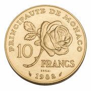 10 Francs - Rainier III Princess Grace - Essai, Monaco, 1982 reverse image