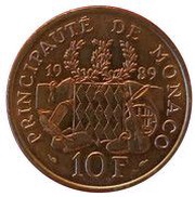 10 Francs - Rainier III Prince Pierre Foundation reverse image
