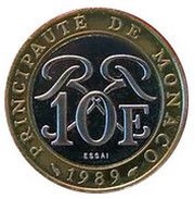 10 Francs sceau des Grimaldi essai reverse image
