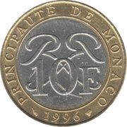 10 Francs - Rainier III reverse image