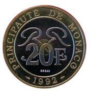 20 Francs Palais Princier; Pattern reverse image
