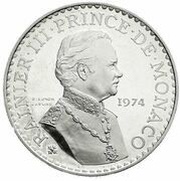 50 Francs - Rainier III Anniversary of Reign; Piedfort obverse image