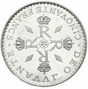 50 Francs - Rainier III Anniversary of Reign; Piedfort, Monaco, 1974 reverse image