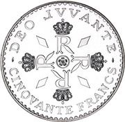 50 Francs - Rainier III Anniversary of Reign reverse image