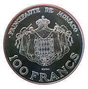 100 Francs - Rainier III Heir Apparent Prince Albert - Essai, Monaco, 1982 reverse image