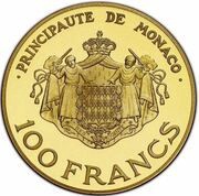 100 francs - Rainier III piéfort or, Monaco, 1982 reverse image