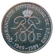 100 Francs - Rainier III Anniversary of Reign reverse image