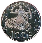 100 Francs - Rainier III Grimaldi Dynasty, Monaco, 1997 reverse image