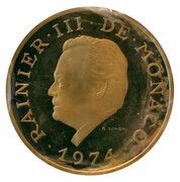 3000 Francs - Rainier III Anniversary of Reign, Medallic Coinage obverse image