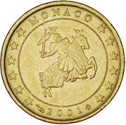10 Euro Cents - Rainier III 1st type, 1st map obverse image