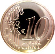 10 Euro Cents - Albert II 2nd type, 1st map reverse image