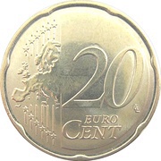 20 Euro Cents - Albert II 2nd type, 2nd map reverse image