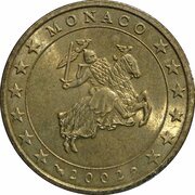 50 Euro Cents - Rainier III 1st type, 1st map obverse image