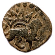 Pul "Animal to the right and the rising sun" - temp. Muhammad Uzbeg Saray al-Jadida mint obverse image