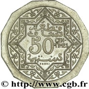50 Centimes - Yusuf Piedfort Essai; 12g Cu-Ni, Morocco, 1925 reverse image