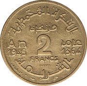 2 Francs - Mohammed V Piedfort Essai reverse image