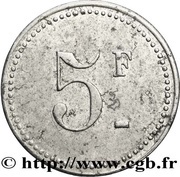 5 Francs - Entreprise Collet et Gouvernet, Morocco, 1912 reverse image