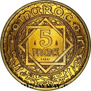 5 Francs - Mohammed V Gilt Essai reverse image