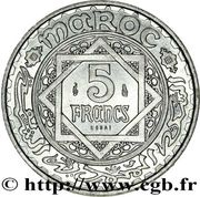 5 Francs - Mohammed V Essai, Morocco, 1951 reverse image