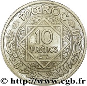 10 Francs - Mohammed V Essai, Morocco, 1928 reverse image